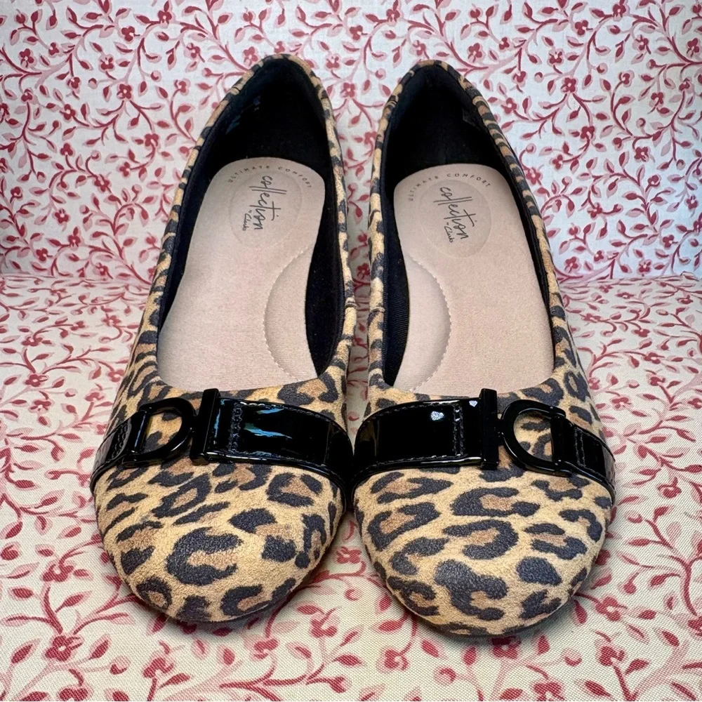 Clarks Leopard Flores Poppy Wedge Pumps